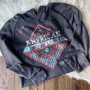 Buckle American Fighter Women’s Lightweight Hoodie Pullover Pink & Aqua Graphic